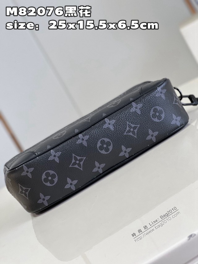 LV專櫃2023新款Pochette Kasai手包 M82076黑花 路易威登黑花男士手拿包 dn1287